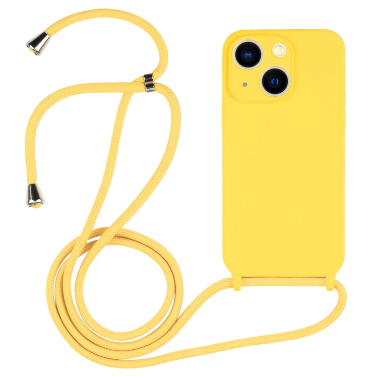 iPhone 13 Yellow Crossbody Lanyard Silicone Case with Shock and Drop Protection