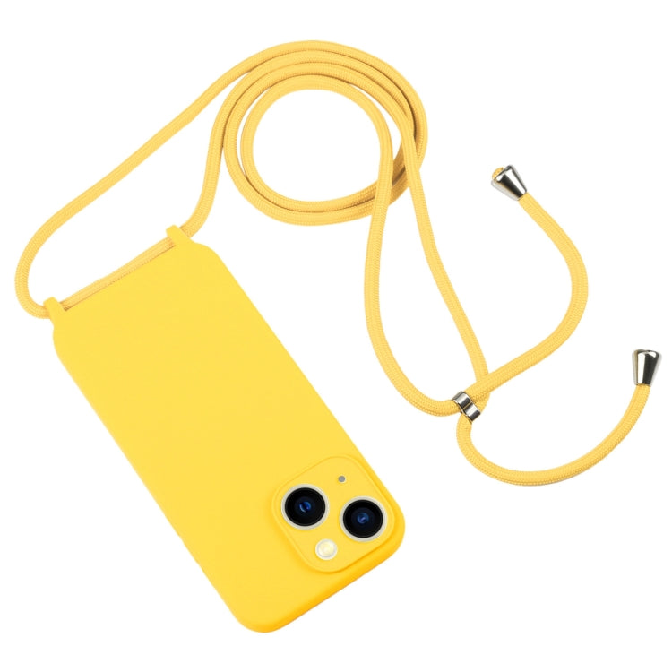 iPhone 13 Yellow Crossbody Lanyard Silicone Case with Shock and Drop Protection
