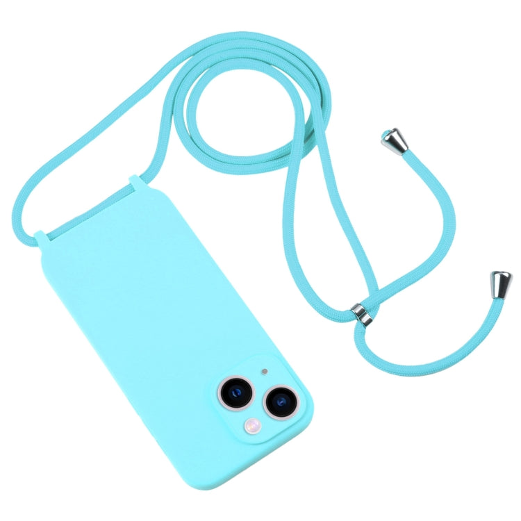 iPhone 13 Ice Blue Crossbody Lanyard Liquid Silicone Case