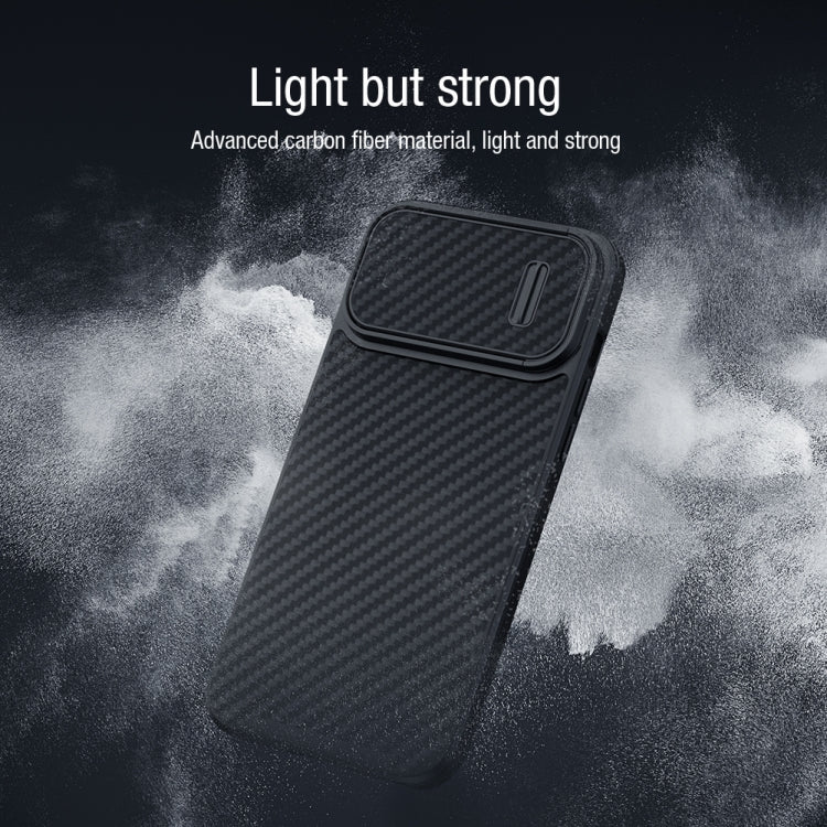 NILLKIN Black Synthetic Fiber Camshield Phone Case for iPhone 14