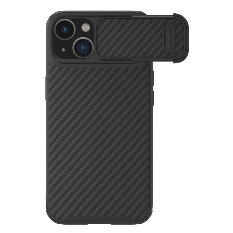 NILLKIN Synthetic Fiber Camshield Phone Case for iPhone 14 Plus (Black)