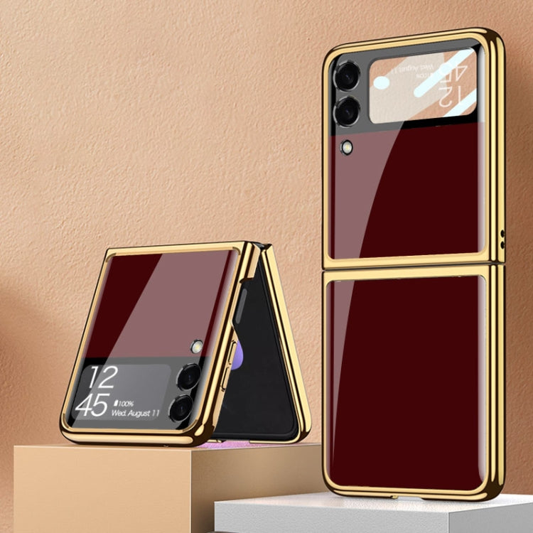 GKK Wine Red Electroplated Glass Phone Case for Samsung Galaxy Z Flip 4