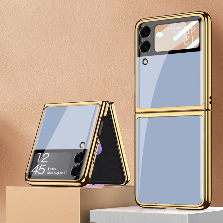 Blue Electroplated Glass Phone Case for Samsung Galaxy Z Flip4