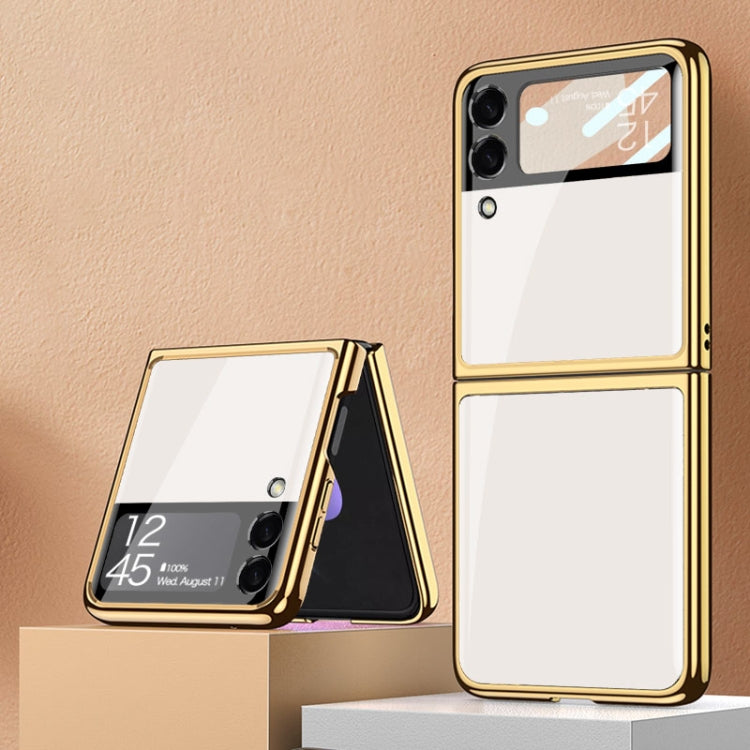 Samsung Galaxy Z Flip4 GKK Electroplated Painted Glass Phone Case in Pink Gold