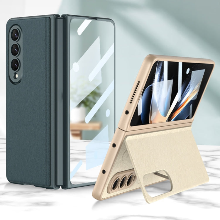 Samsung Galaxy Z Fold4 GKK Ultra-thin Leather Phone Case with Stand (Green)