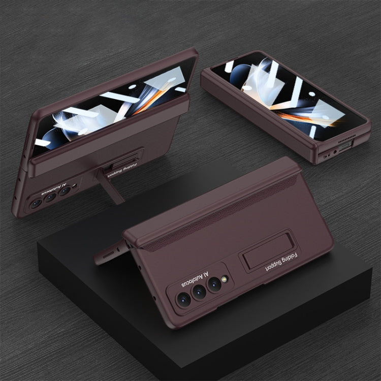 GKK Wine Red Folding Phone Case for Samsung Galaxy Z Fold4 with Magnetic Hinge