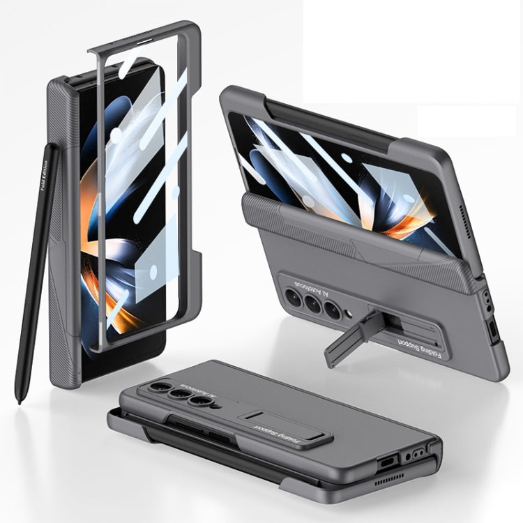 GKK Integrated Magnetic Folding Phone Case with Pen Slot for Samsung Galaxy Z Fold4 (Grey)