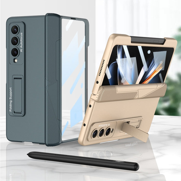 Integrated Magnetic Folding Phone Case with Pen Slot for Samsung Galaxy Z Fold4 (Black)