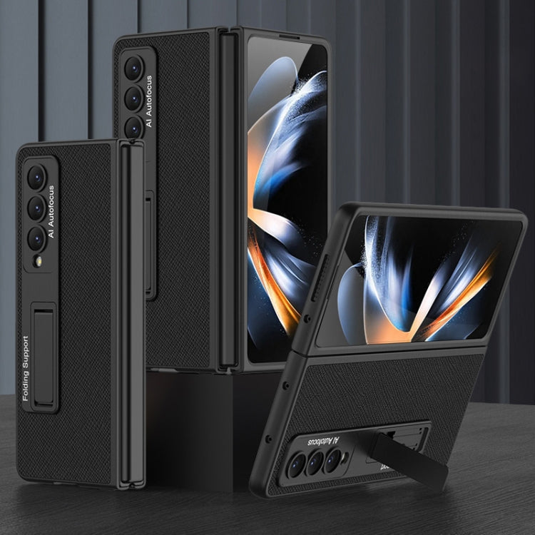 Samsung Galaxy Z Fold4 GKK Ultra-thin Plain Leather Full Phone Case with Stand
