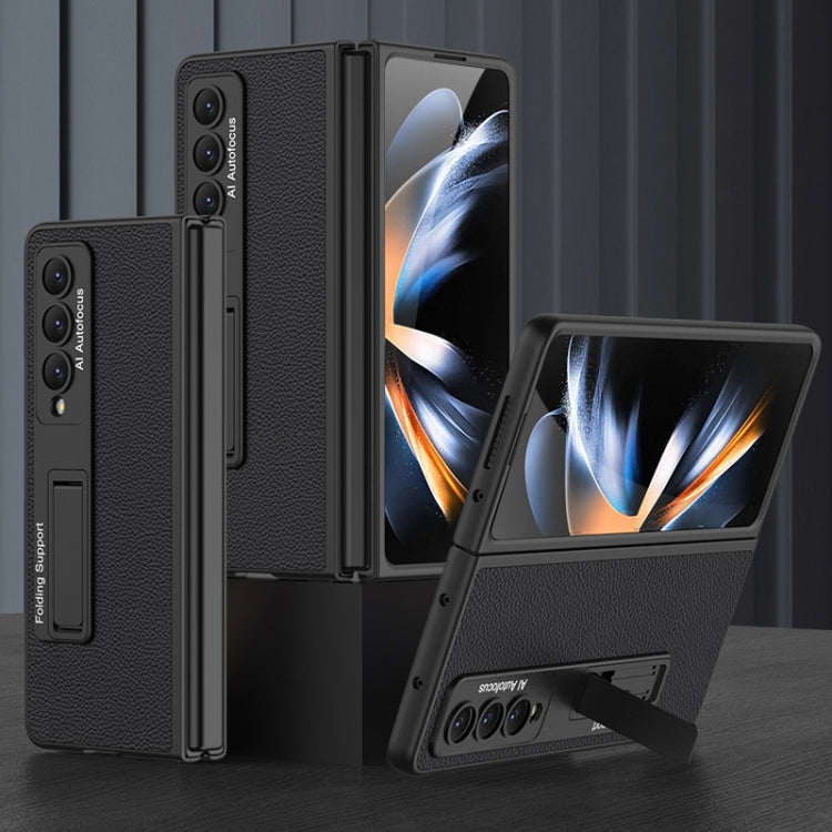 Samsung Galaxy Z Fold4 GKK Ultra-thin Black Leather Phone Case with Stand