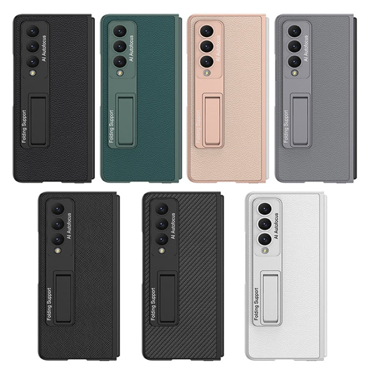 Samsung Galaxy Z Fold4 Ultra-thin Leather Phone Case with Stand in Silver