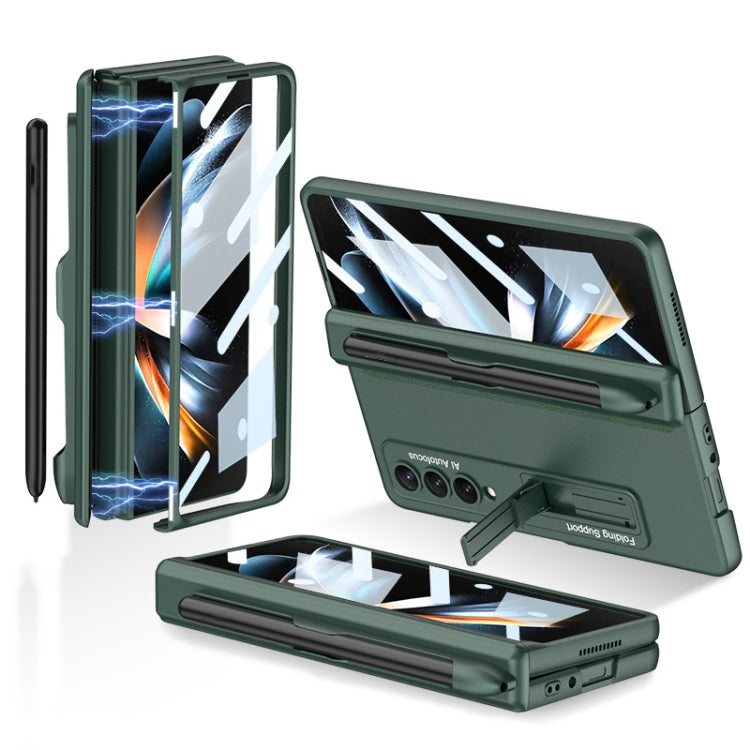 Samsung Galaxy Z Fold4 GKK Magnetic Hinge Flip Phone Case in Night Green with Holder & Pen Slot