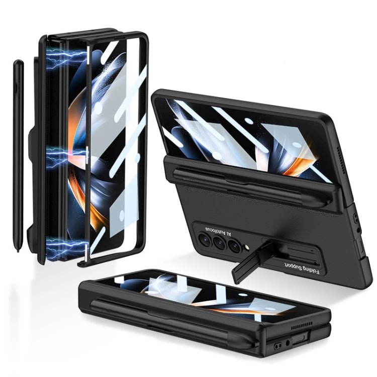 Samsung Galaxy Z Fold4 GKK Magnetic Hinge Flip Phone Case with Holder & Pen Slot(Black)