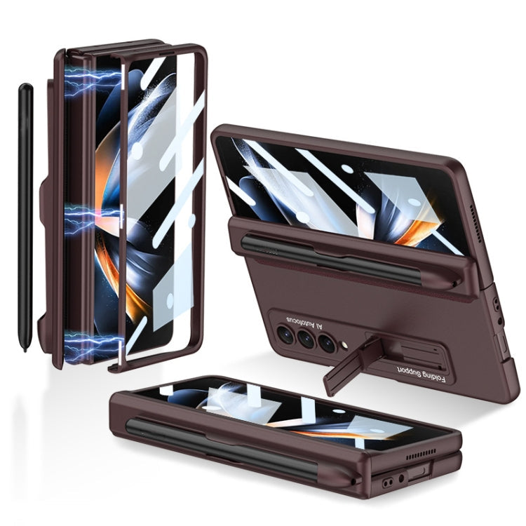 GKK Magnetic Hinge Flip Phone Case for Samsung Galaxy Z Fold4 (Wine Red)