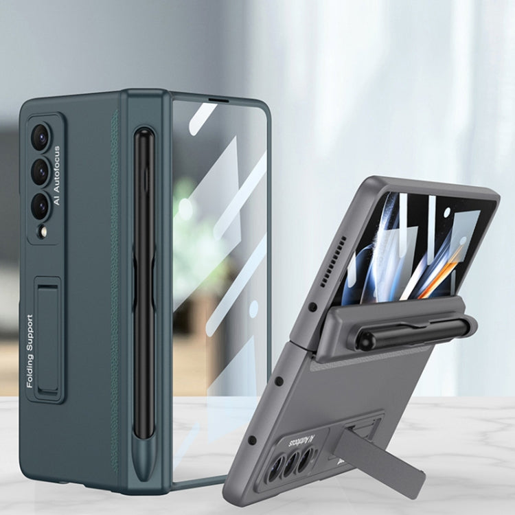 Samsung Galaxy Z Fold4 GKK Magnetic Hinge Flip Phone Case with Holder & Pen Slot(Black)
