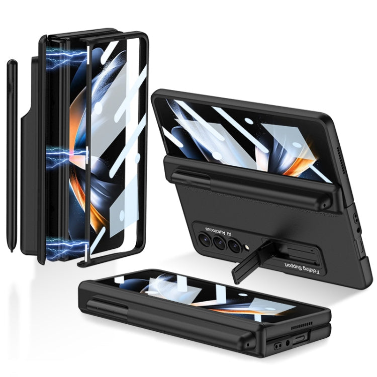 Samsung Galaxy Z Fold4 GKK Magnetic Hinge Flip Phone Case with Pen Holder & Holder (Black)