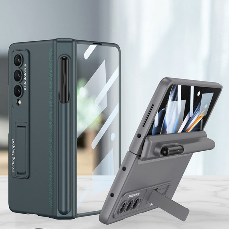 Samsung Galaxy Z Fold4 GKK Magnetic Hinge Flip Phone Case with Pen Holder & Holder(Silver)