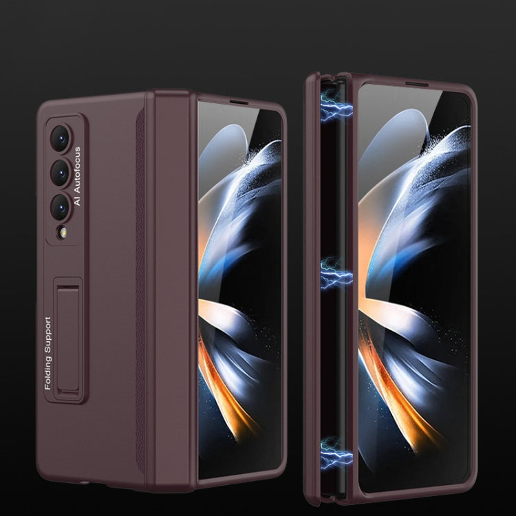 Magnetic Hinged Folding Full Phone Case for Samsung Galaxy Z Fold4 (Wine Red)
