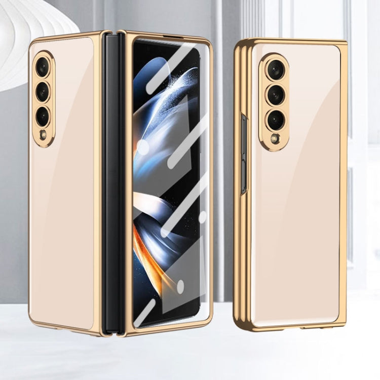 Elegant Pink GKK Integrated Electroplating Painted Glass Phone Case for Samsung Galaxy Z Fold4