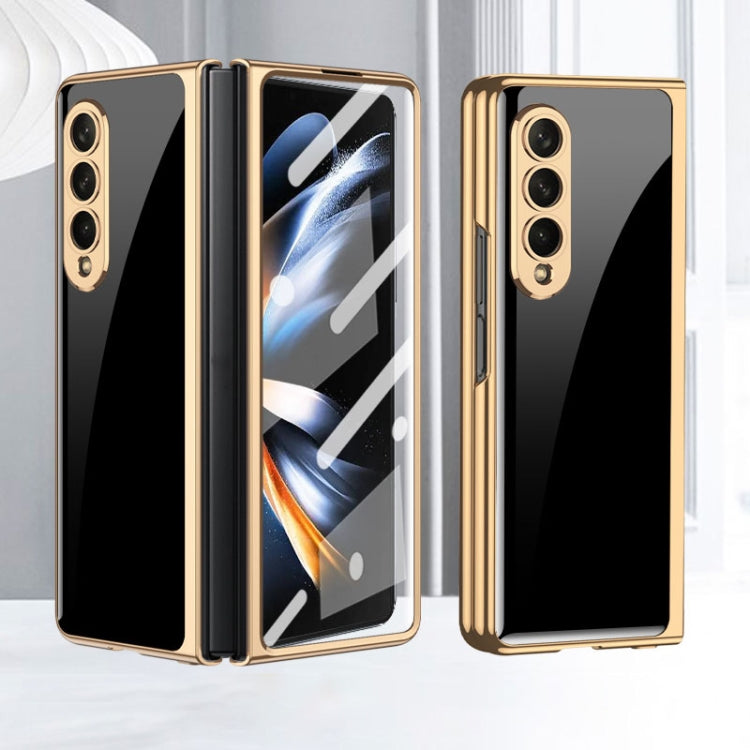 GKK Integrated Electroplating Painted Glass Phone Case for Samsung Galaxy Z Fold4 (Black)