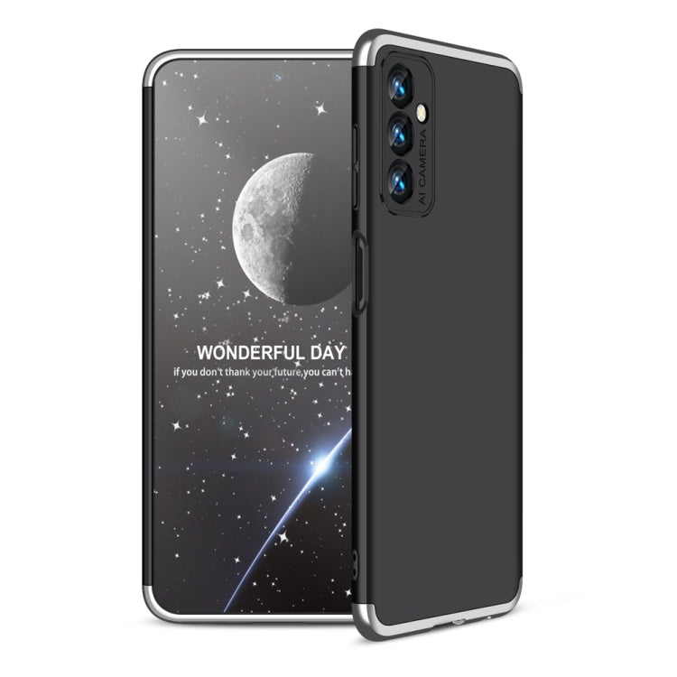 Enhanced Protection GKK Three Stage Splicing Phone Case for Samsung Galaxy F13 / M13 India (Black Silver)