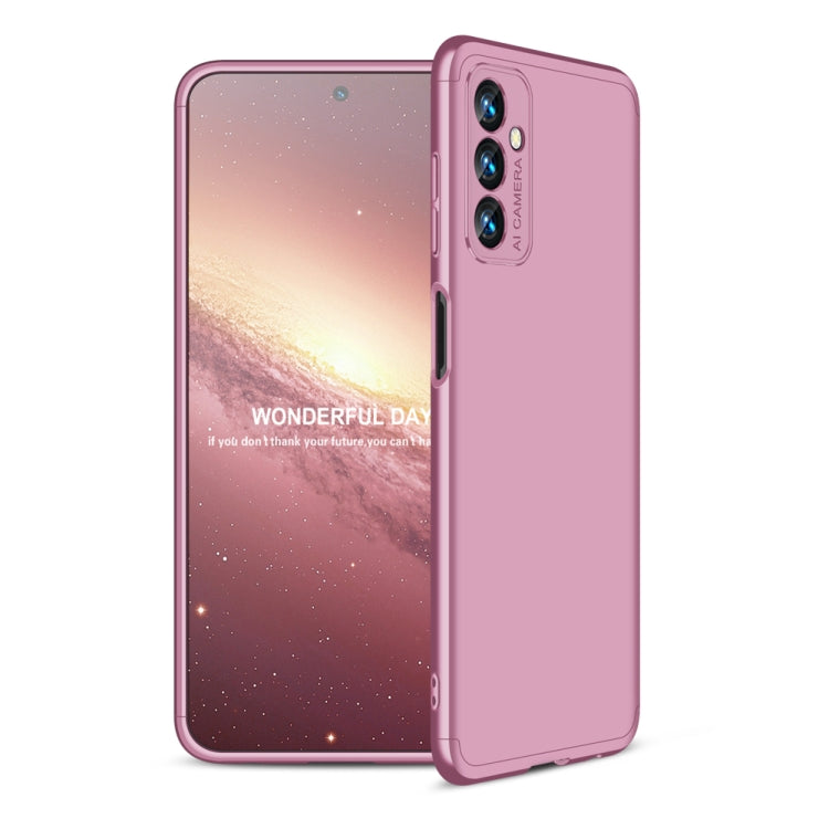 GKK Three Stage Splicing Full Coverage PC Phone Case for Samsung Galaxy F13 / M13 India (Rose Gold)