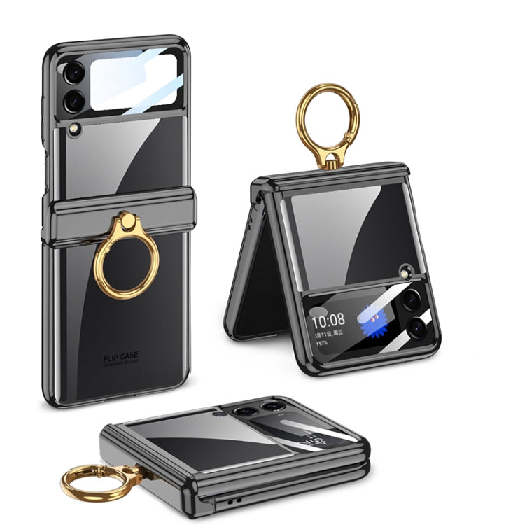 Samsung Galaxy Z Flip4 GKK Magnetic Folding Phantom Rotary Phone Case with Ring Holder (Black)