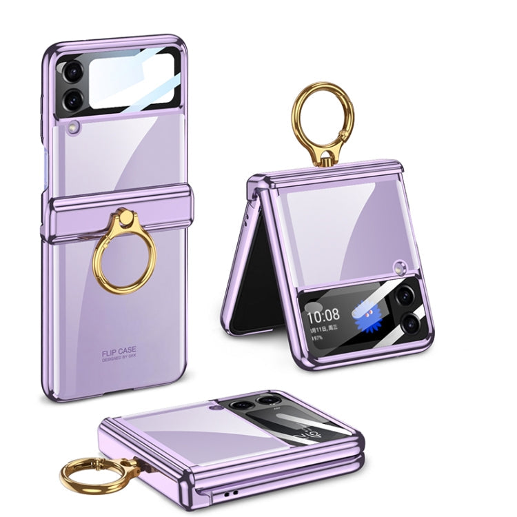 GKK Purple Magnetic Folding Rotary Phone Case for Samsung Galaxy Z Flip 4 - With Ring Holder
