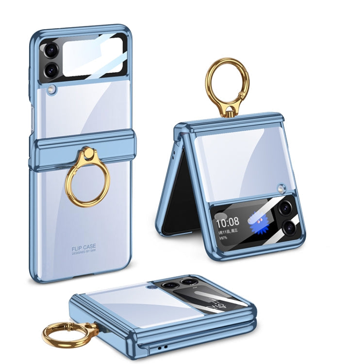 Samsung Galaxy Z Flip4 Magnetic Folding Phone Case with Ring Holder (Blue)