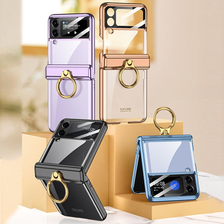 GKK Purple Magnetic Folding Rotary Phone Case for Samsung Galaxy Z Flip 4 - With Ring Holder