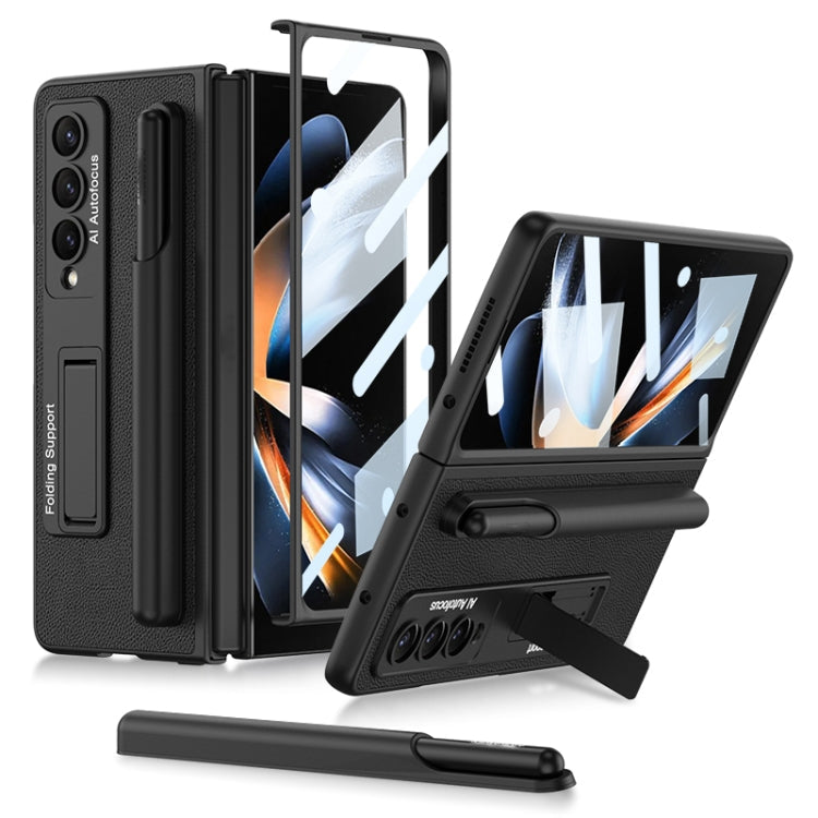 Samsung Galaxy Z Fold4 GKK Ultra-thin Shockproof Leather Protective Case with Holder & Pen Slots (Black)