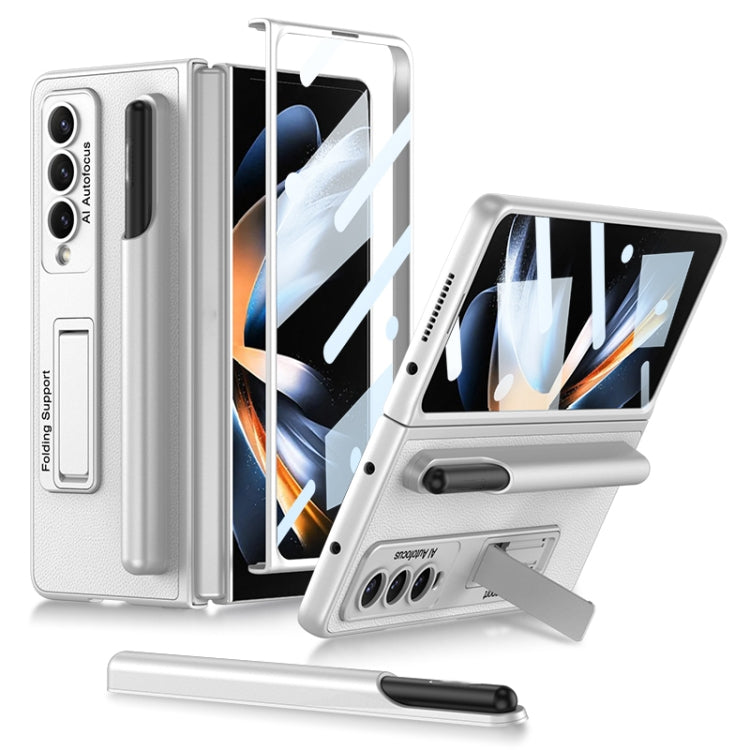 Samsung Galaxy Z Fold4 GKK Ultra-thin Shockproof Leather Protective Case with Pen Slots(Silver)