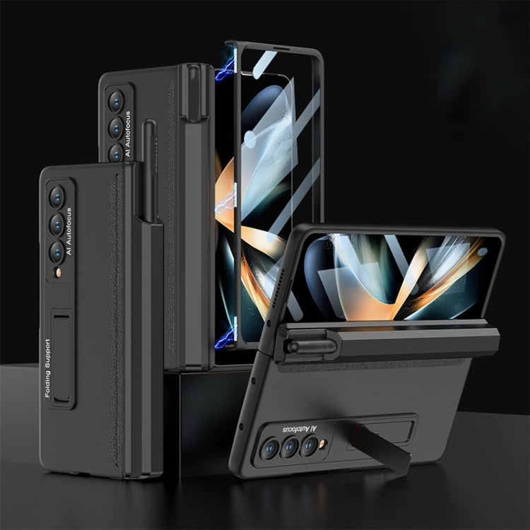 Samsung Galaxy Z Fold4 GKK Magnetic Full Coverage Phone Case with Pen Drawer (Black)