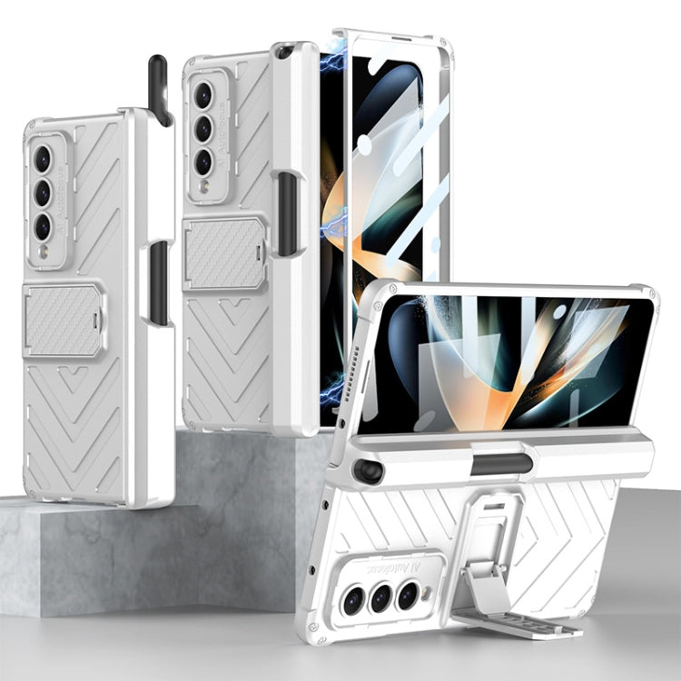 Samsung Galaxy Z Fold4 GKK Magnetic Folding Armor Shell Case with Push Pen(Silver)