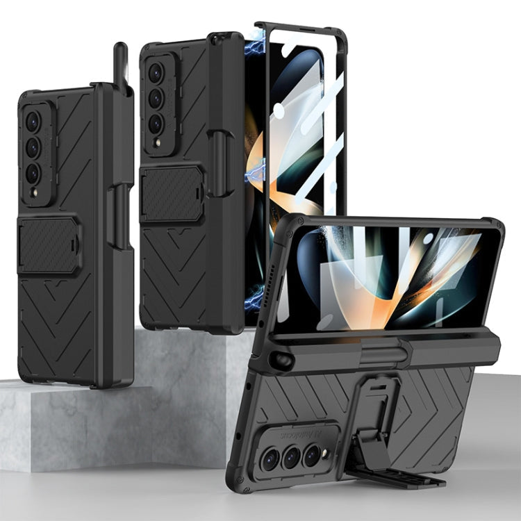 Samsung Galaxy Z Fold4 GKK Magnetic Folding Armor Shell Case with Push Pen (Black)