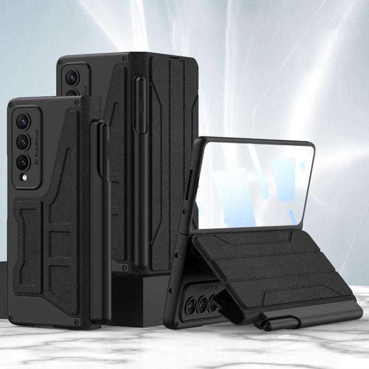 Samsung Galaxy Z Fold4 GKK Integrated Flip Phone Case with Detachable Pen Holder (Black)