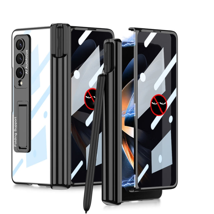 GKK Integrated Magnetic Folding Privacy Phone Case for Samsung Galaxy Z Fold4 with Pen Holder (Black)