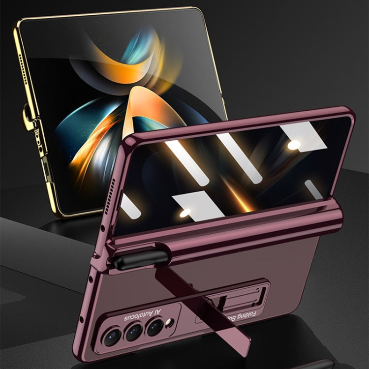Samsung Galaxy Z Fold4 GKK Green Magnetic Folding Privacy Phone Case with Pen Holder
