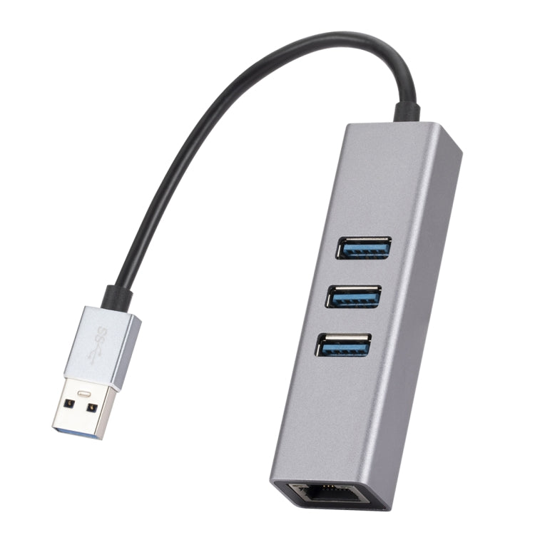 USB to Gigabit Ethernet and 3-Port USB 3.0 Adapter Hub (Grey)