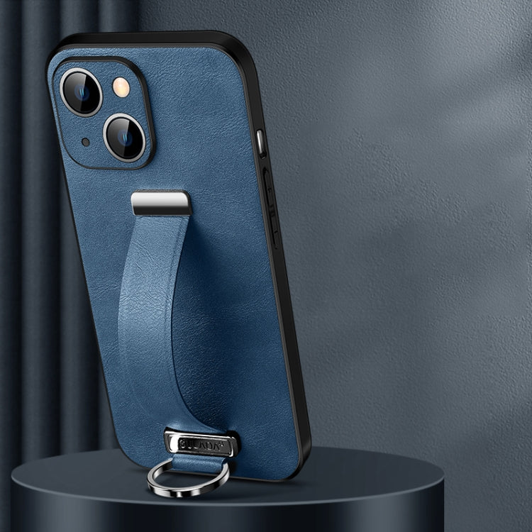 SULADA Cool Series PC + Leather Texture Skin Feel Phone Case for iPhone 14 (Blue)