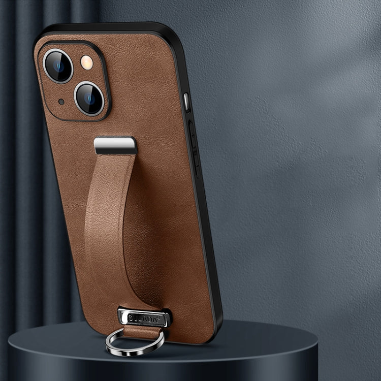 SULADA Cool Series Leather Texture Phone Case for iPhone 14 Plus (Brown)