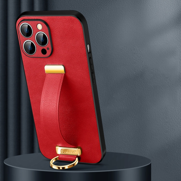 SULADA Cool Series Red Leather Texture Phone Case for iPhone 14 Pro