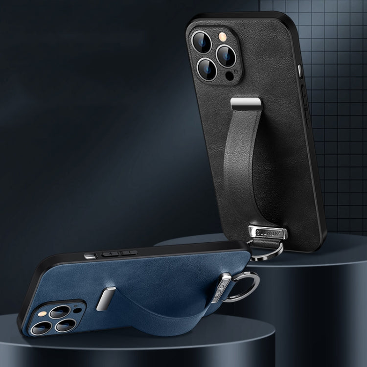 SULADA Cool Series PC + Leather Texture Skin Feel Phone Case for iPhone 14 Pro Max (Black)
