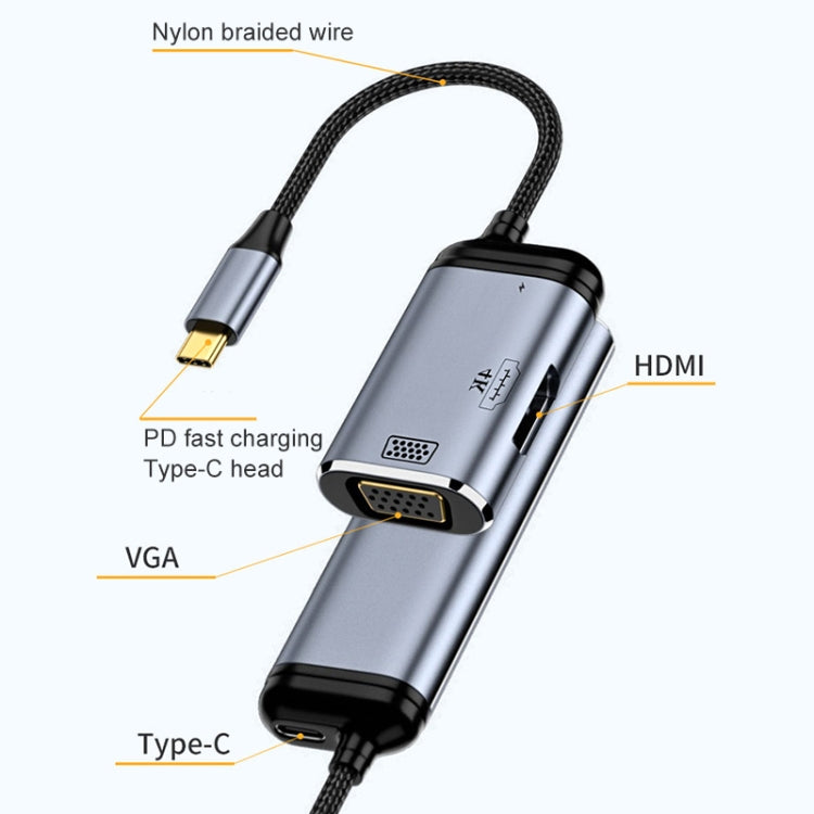 3-in-1 USB-C to VGA, HDMI, and Audio Adapter Cable