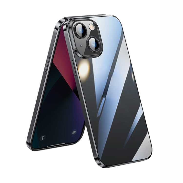 Lens Protector Plated Clear Case for iPhone 14 in Black