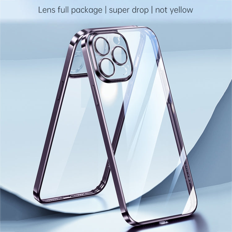 Lens Protector Plated Clear Case for iPhone 14 in Black