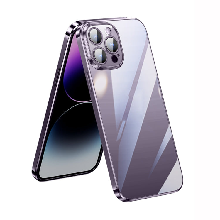 SULADA Lens Protector Plated Clear Case for iPhone 14 Pro (Dark Purple)