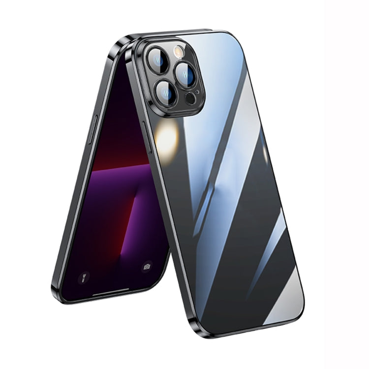 SULADA Lens Protector Plated Clear Case for iPhone 14 Pro Max (Black)
