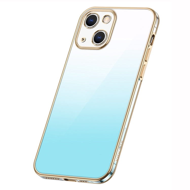 SULADA Iridescence Series Plating Transparent Gradient Phone Case for iPhone 14 - Blue