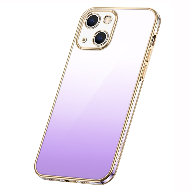 SULADA Iridescence Series Plating Transparent Gradient Phone Case for iPhone 14 - Purple
